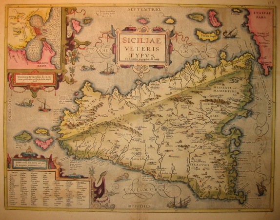 Ortelius Abraham (1528-1598) Siciliae veteris typus 1603 Anversa, Jean Baptiste Vrients 